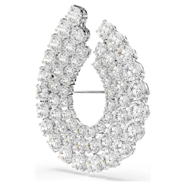 Matrix 브로치, 라운드 컷, 화이트, 로듐 플래팅 - Swarovski, 5714648