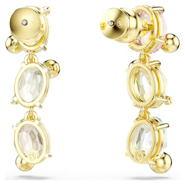 Długie kolczyki Gema, Wzór asymetryczny, Szlify różnorodne, Różnokolorowe, Wykończenie z 18-karatowego złota - Swarovski, 5714815