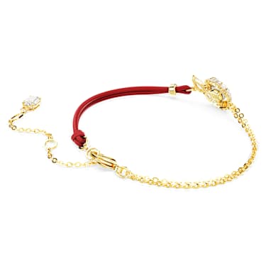 Snake 브레이슬릿, 크리스털 펄, 믹스 컷, 크리스털 펄, 뱀의 해, 레드, 골드 톤 플래팅 - Swarovski, 5714850