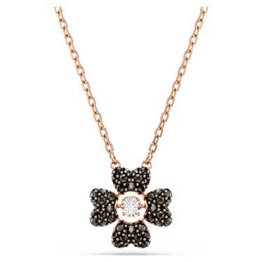 Idyllia 펜던트, 클로버, 블랙, 18K 로즈 골드 피니시 - Swarovski, 5714901