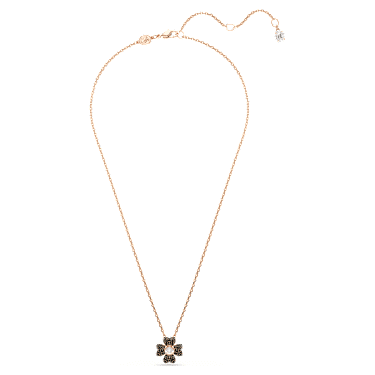 Idyllia pendant, Clover, Black, 18K rose gold finish - Swarovski, 5714901