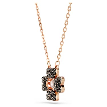 Idyllia 鏈墜, 幸運草, 黑色, 鍍玫瑰金色調 - Swarovski, 5714901