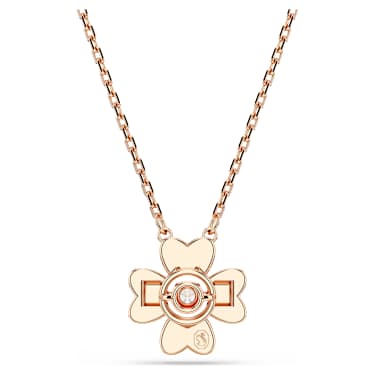 Idyllia จี้สร้อยคอ, ใบโคลเวอร์, ดำ, ตกแต่งผิวด้วยโรสโกลด์ 18K - Swarovski, 5714901