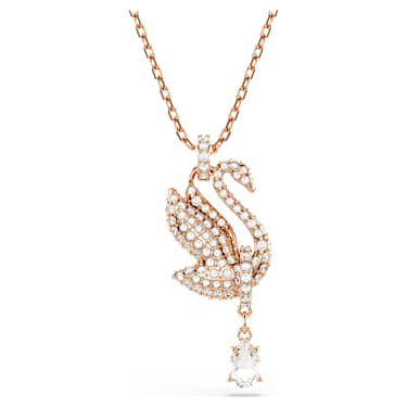 Swan 鏈墜, 天鵝, 白色, 鍍玫瑰金色調 - Swarovski, 5714903