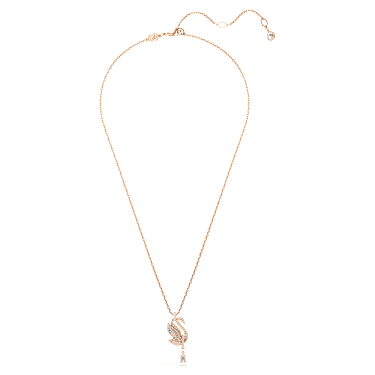 Swan 鏈墜, 天鵝, 白色, 鍍玫瑰金色調 - Swarovski, 5714903
