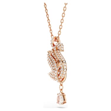 Swan 链坠, 天鹅, 白色, 玫瑰金色饰面 - Swarovski, 5714903