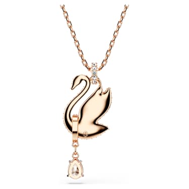 Pendentif Swan, Cygne, Blanc, Placage de ton or rosé - Swarovski, 5714903