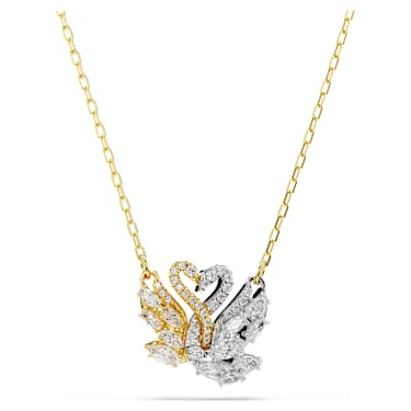 Swan pendant, Swan, White, Gold-tone plated - Swarovski, 5714934