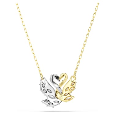 Swan 链坠, 天鹅, 白色, 金色饰面 - Swarovski, 5714934