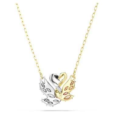 Swan pendant, Swan, White, Gold-tone plated - Swarovski, 5714934