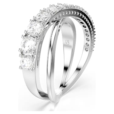 Hyperbola Ring, Blandade slipningar, Vit, Silverfärgad finish - Swarovski, 5714954