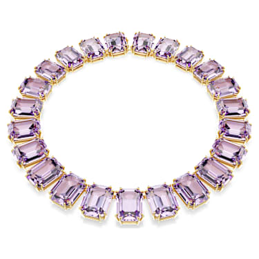 Millenia Tennis 項鏈, 超大Swarovski水晶, 八角形切割, 紫色, 鍍金色色調 - Swarovski, 5715330