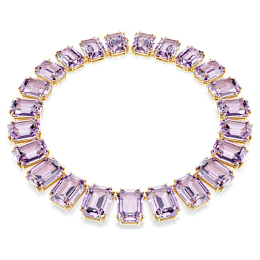 Millenia Tennis 項鏈, 超大Swarovski水晶, 八角形切割, 紫色, 鍍金色色調 - Swarovski, 5715330