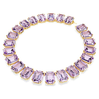 Millenia Tennis 項鏈, 超大Swarovski水晶, 八角形切割, 紫色, 鍍金色色調 - Swarovski, 5715330