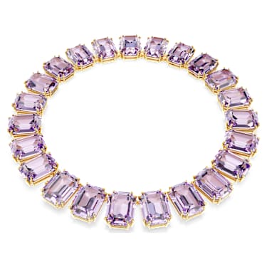 Millenia Tennis 項鏈, 超大Swarovski水晶, 八角形切割, 紫色, 鍍金色色調 - Swarovski, 5715330