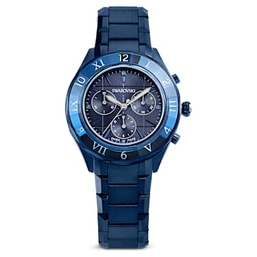 Montre Dextera chrono, 39 mm, Fabriqué en Suisse, Bracelet en métal, Bleues, Finition bleue - Swarovski, 5715457