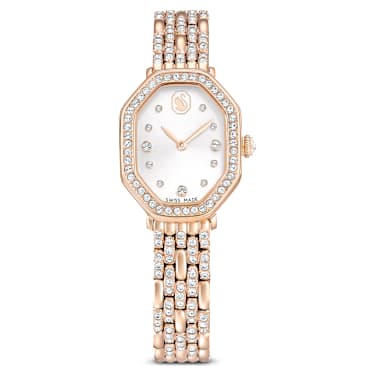 Dextera Octagon watch, Swiss Made, Metal bracelet, Gold tone, Rose gold-tone finish - Swarovski, 5715517