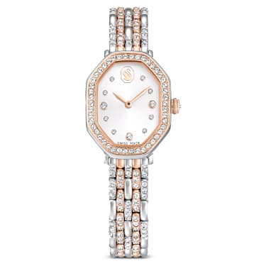 Dextera Octagon watch, Swiss Made, Metal bracelet, Silver Tone, Rose gold-tone finish - Swarovski, 5715521