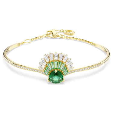 Bracelete Idyllia, Combinação de lapidações, Concha, Verde, Lacado a dourado - Swarovski, 5715616