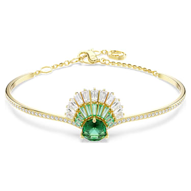 Bracelete Idyllia, Combinação de lapidações, Concha, Verde, Lacado a dourado - Swarovski, 5715616