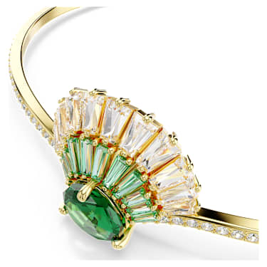 Idyllia bangle, Mixed cuts, Shell, Green, Gold-tone plated - Swarovski, 5715616