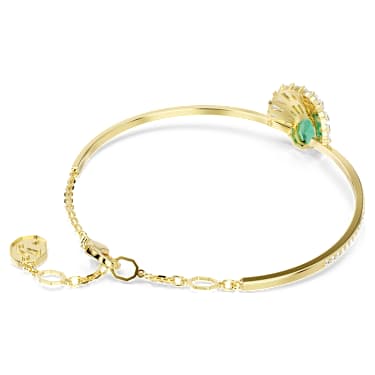 Bracciale rigido Idyllia, Taglio misto, Conchiglia, Verde, Placcato color oro - Swarovski, 5715616
