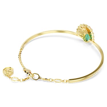 Idyllia bangle, Mixed cuts, Shell, Green, Gold-tone plated - Swarovski, 5715616