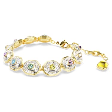 Chroma Tennis 브레이슬릿, 옥타곤 컷, 멀티컬러, 골드 톤 플래팅 - Swarovski, 5715800