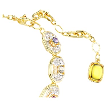 Chroma Tennis 브레이슬릿, 옥타곤 컷, 멀티컬러, 골드 톤 플래팅 - Swarovski, 5715800