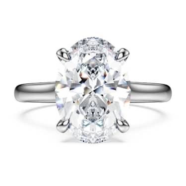 Eternity solitaire-ring, Laboratorium-diamanten 4 ct tw, Ovale vorm, 18K witgoud - Swarovski, 5716156