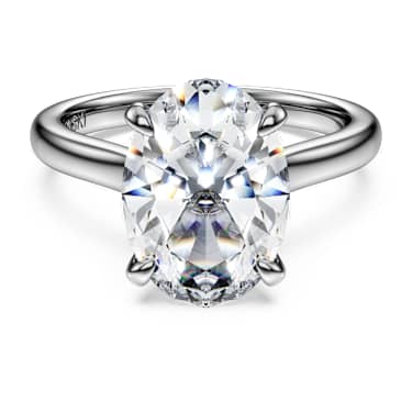 Eternity solitaire-ring, Laboratorium-diamanten 4 ct tw, Ovale vorm, 18K witgoud - Swarovski, 5716158