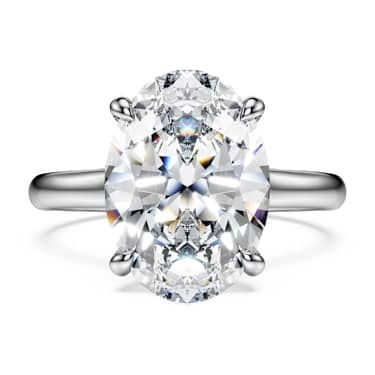Eternity solitaire ring, Lab-grown diamonds 5 ct tw, Oval shape, 18K white gold - Swarovski, 5716173
