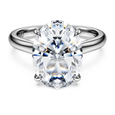 Eternity solitaire ring, Lab-grown diamonds 5 ct tw, Oval shape, 18K white gold - Swarovski, 5716177