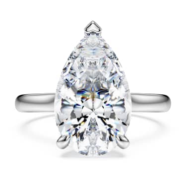 Eternity solitaire ring, Lab-grown diamonds 5 ct tw, Pear cut, 18K white gold - Swarovski, 5716180