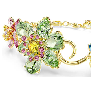 Pulseira Idyllia, Combinação de lapidações, Flor, Multicor, Acabamento em ouro de 18 quilates - Swarovski, 5717156