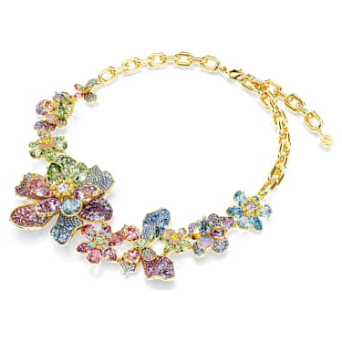 Collier Idyllia, Tailles variées, Pavé, Fleur, Multicolore, Placage de ton or - Swarovski, 5717157