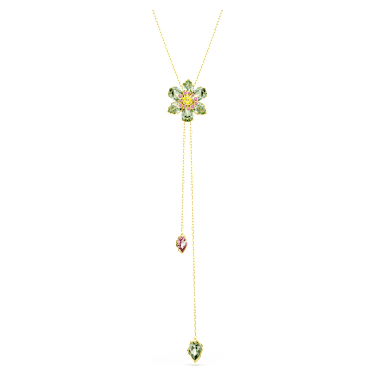 Idyllia Y pendant, Mixed cuts, Flower, Multicolored, Gold-tone plated - Swarovski, 5717158