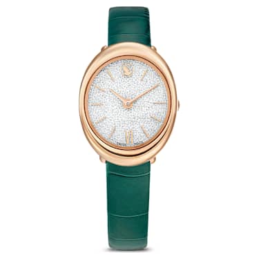 Imber 手錶, 瑞士製造, 真皮錶帶, 綠色, 玫瑰金色潤飾 - Swarovski, 5717536