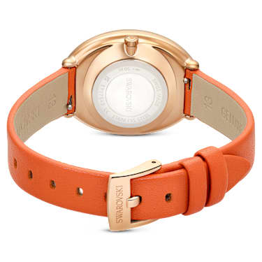Imber Klocka, Tillverkad i Schweiz, Läderrem, Orange, Roséguldfärgad finish - Swarovski, 5717543