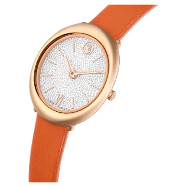 Imber 手錶, 瑞士製造, 真皮錶帶, 橙色, 玫瑰金色潤飾 - Swarovski, 5717543