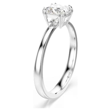 Attract 戒指, 方形切割, 白色, 鍍白金色 - Swarovski, 5717552