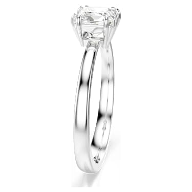 Attract 戒指, 方形切割, 白色, 鍍白金色 - Swarovski, 5717552