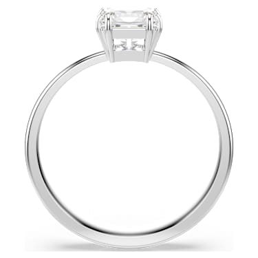 Attract 戒指, 方形切割, 白色, 鍍白金色 - Swarovski, 5717552