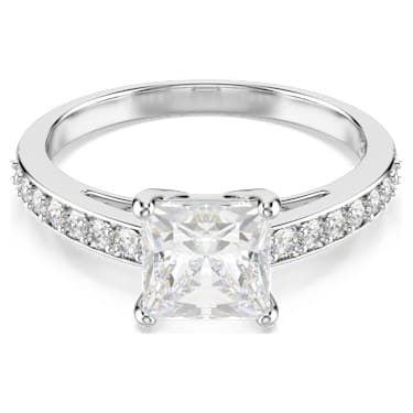 Inel Attract, Pavé, Alb, Placat cu rodiu - Swarovski, 5717556