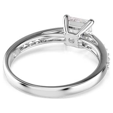 Attract ring, Pavé, White, Rhodium plated | Swarovski