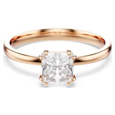 Attract ring, Square cut, White, 18K rose gold finish - Swarovski, 5717558