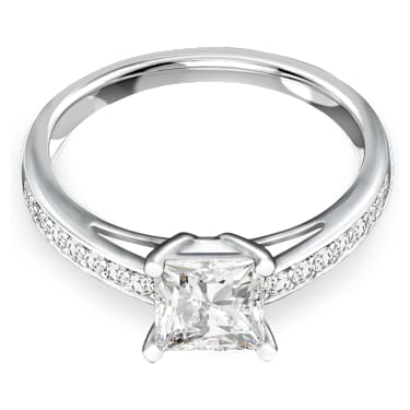 Attract ring, Pavé, White, Rhodium plated - Swarovski, 5717559