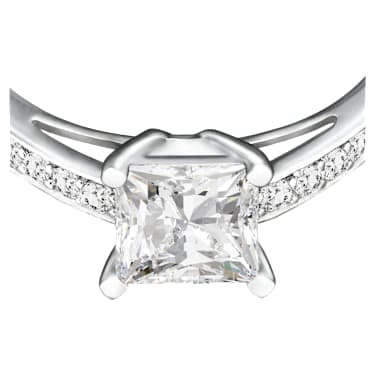 Attract ring, Pavé, White, Rhodium plated - Swarovski, 5717559