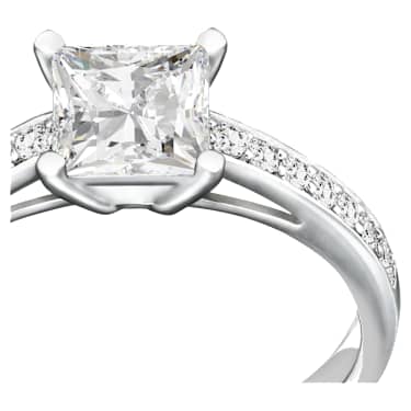Attract ring, Pavé, White, Rhodium plated - Swarovski, 5717559