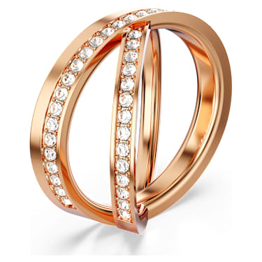 Anello Delta, Taglio Round, Bianco, Placcato color oro rosa - Swarovski, 5717563